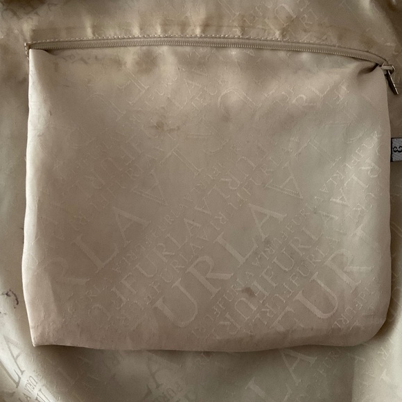 Authentic FURLA - Cream Straw Brown Leather Handbag - Picture 9 of 15